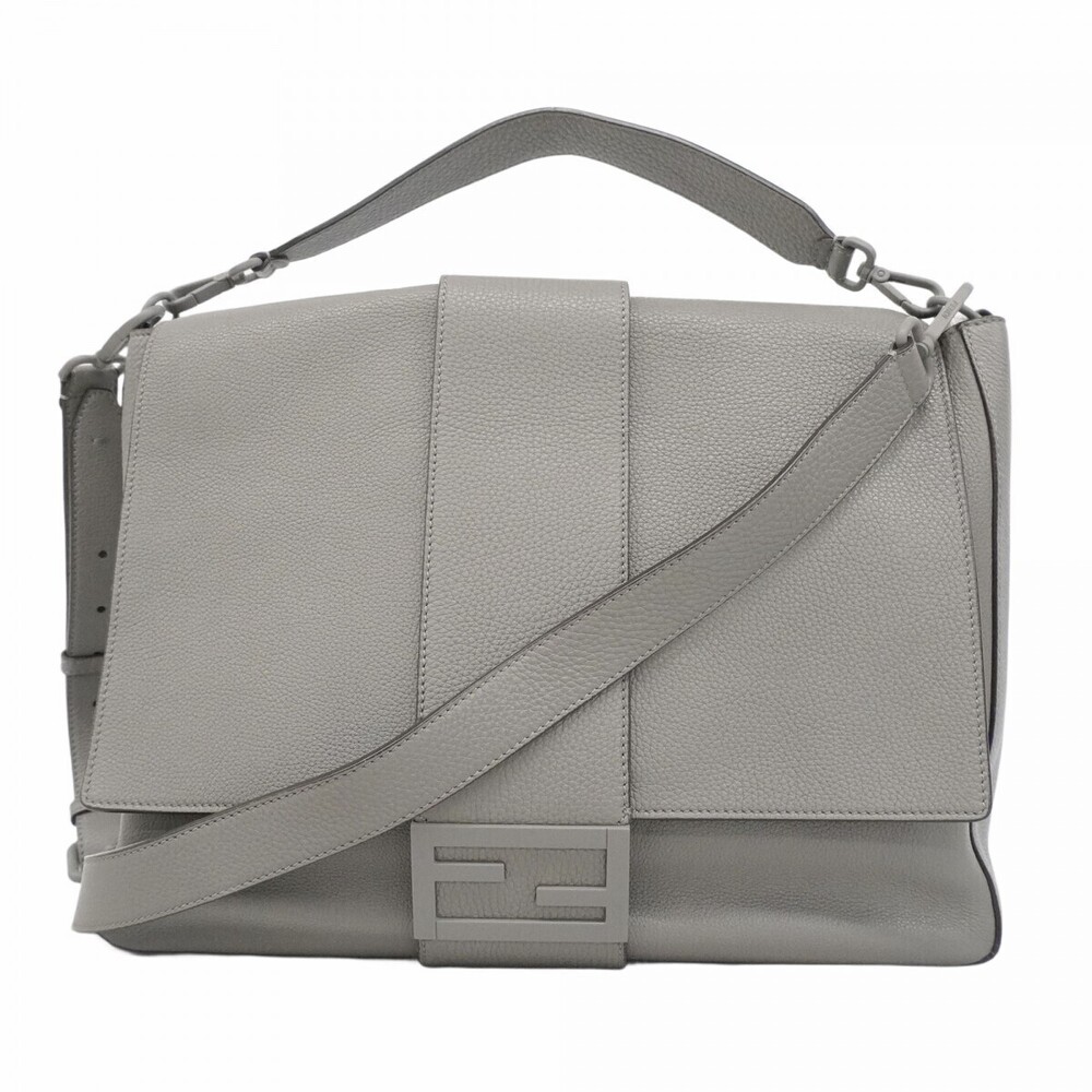 Fendi Baguette Messenger Bag Gray leather